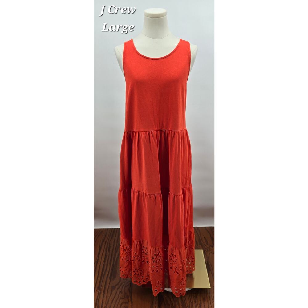 J Crew Geranium Tiered Maxi Dress Cottagecore Casual Minimalist Classic